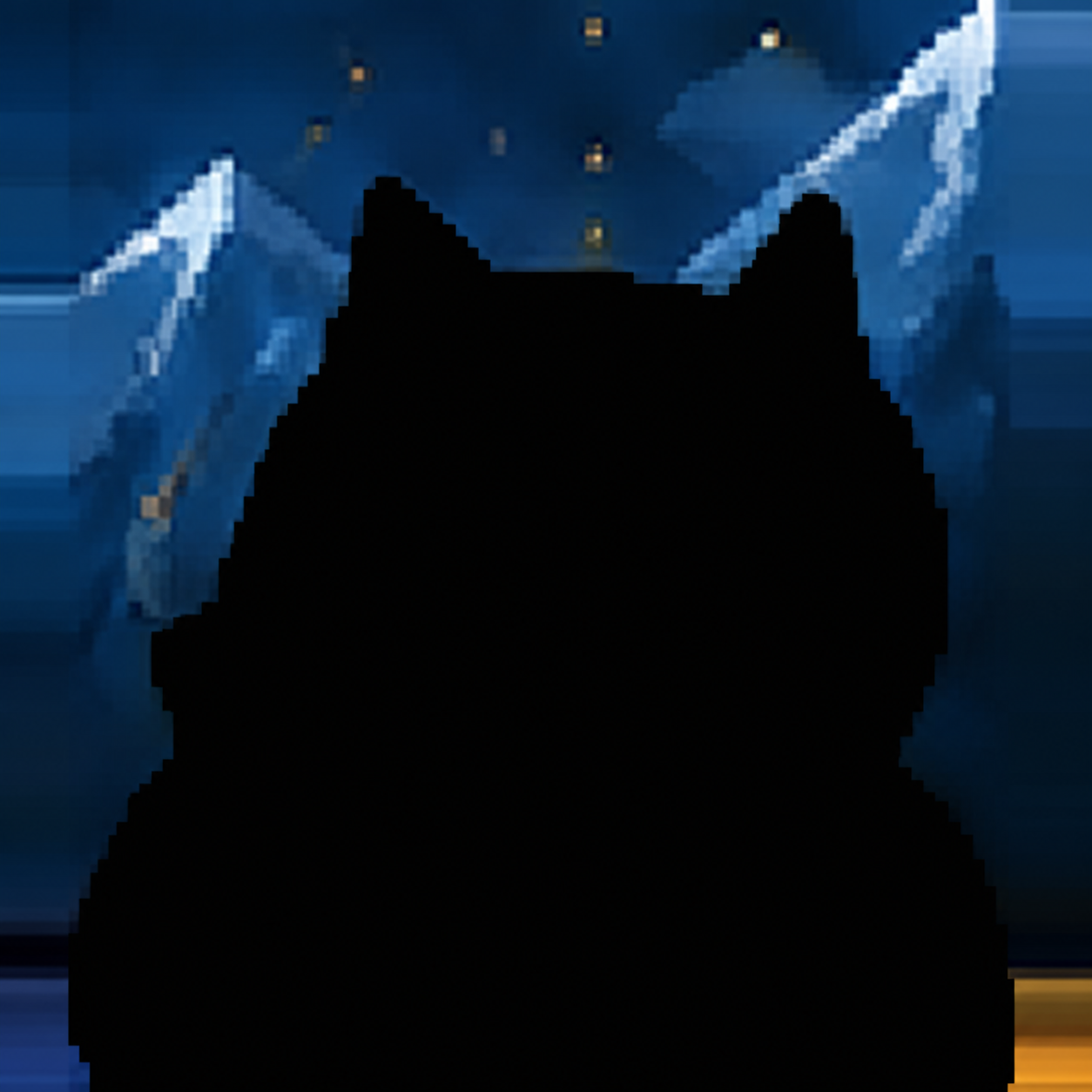 Black silhouette of an owl against its original lunar background